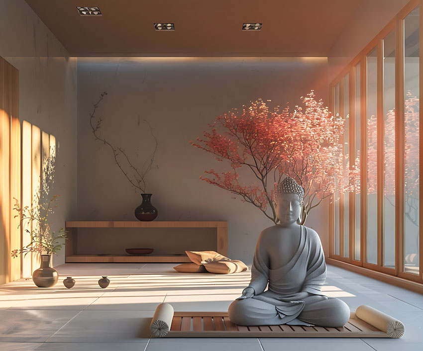 Buddha image in a calming room